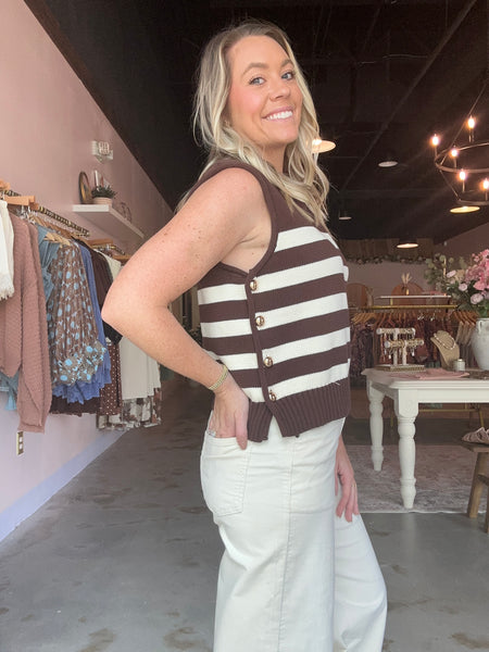 Mocha Stripe Sweater Vest