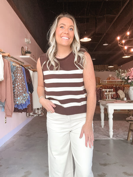 Mocha Stripe Sweater Vest