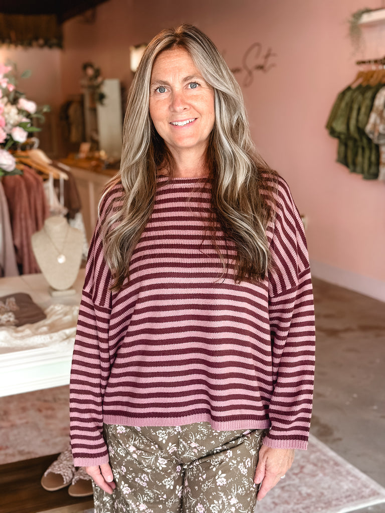 Berry Sweet Striped Sweater