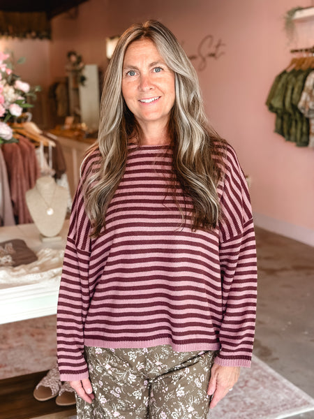 Berry Sweet Striped Sweater