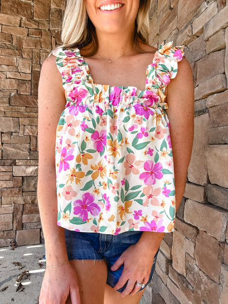Ruffle Floral Tank