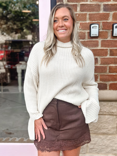 Chocolate Lace Trim Skort