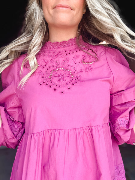 Vintage Rose Eyelet Babydoll Top