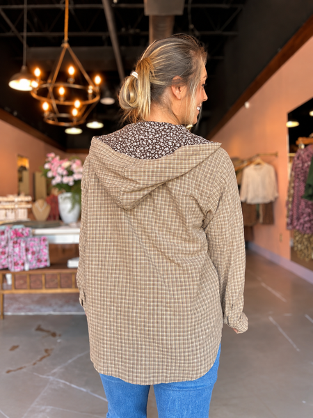Vintage Meadow Plaid Hooded Shirt