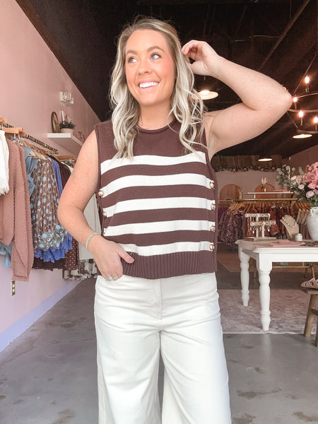 Mocha Stripe Sweater Vest