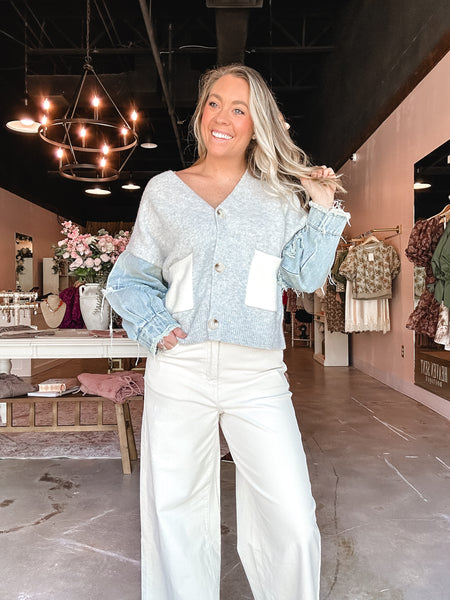 Denim and Knit Cardigan