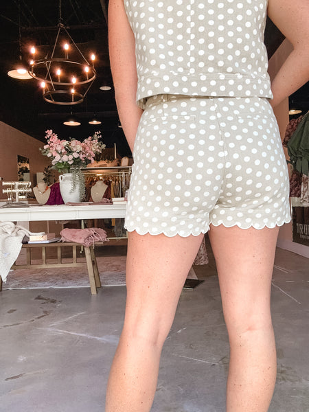 Polka Dot Scalloped Shorts