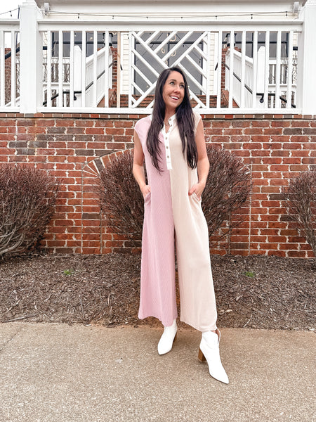 Two Toned Ribbed Jumpsuit