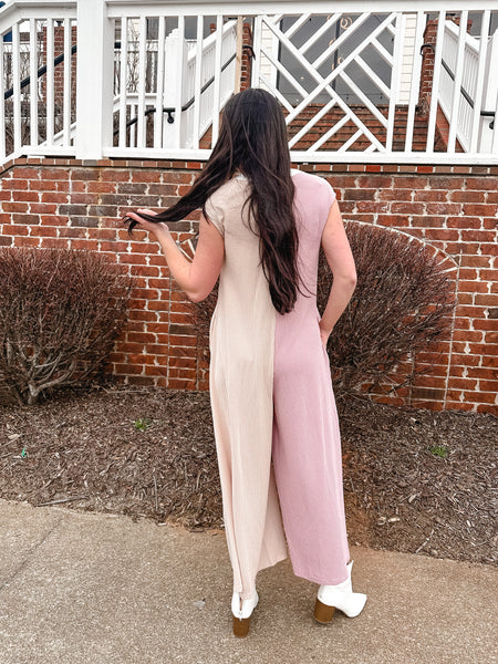Two Toned Ribbed Jumpsuit