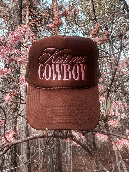 Kiss me Cowboy Brown Trucker Hat