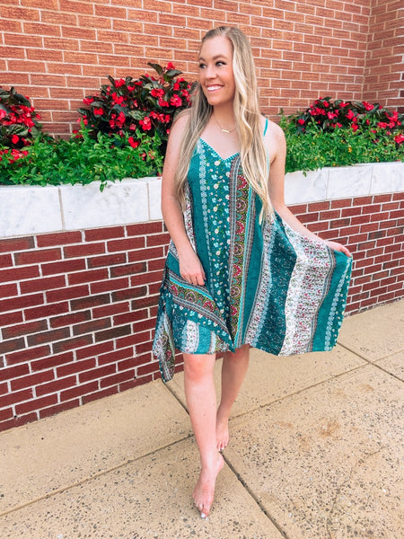 Teal Boho Dress