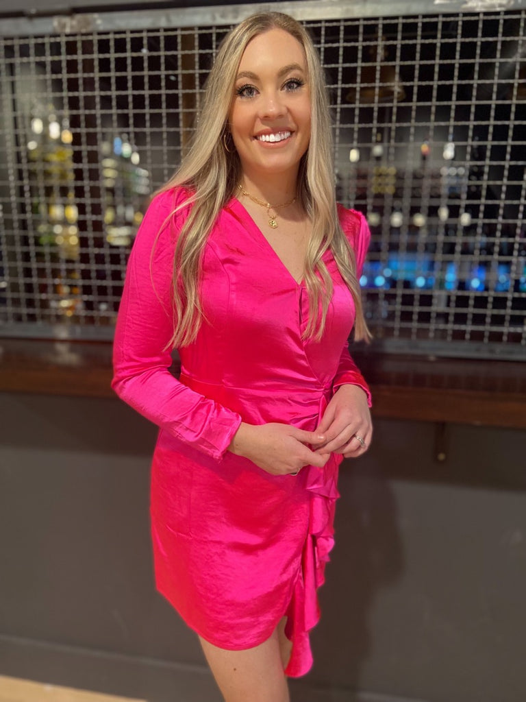Hot Pink Satin Dress Heaven Sent Boutique Hot Pink Satin Dress Heaven Sent Boutique