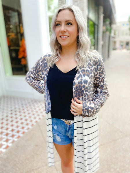 Leopard & Stripe Cardigan
