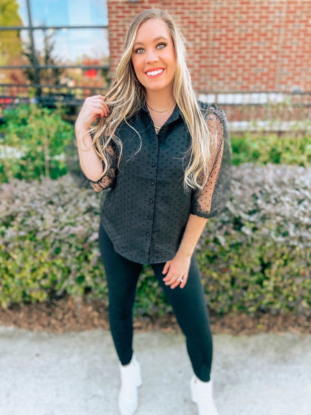 Polka Dot Puff Blouse