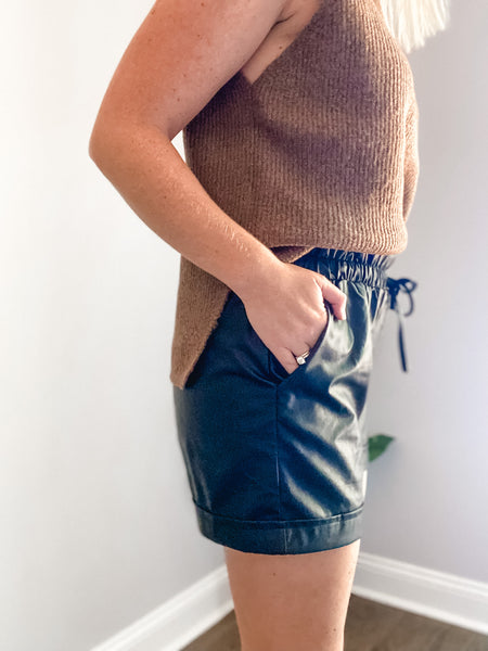 Leather Paper bag Shorts