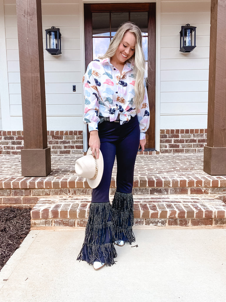 Rhinestone Fringe ChaCha Pants – Heaven Sent Boutique