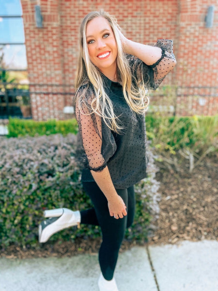 Polka Dot Puff Blouse