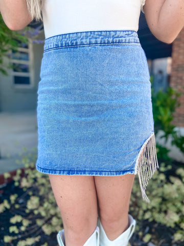 Denim Rhinestone Skirt