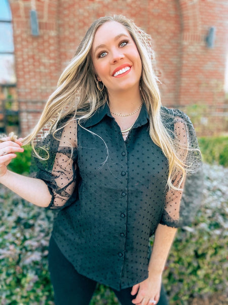 Polka Dot Puff Blouse