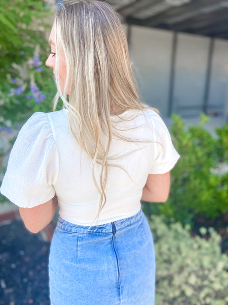 White Balloon Sleeve Bodysuit