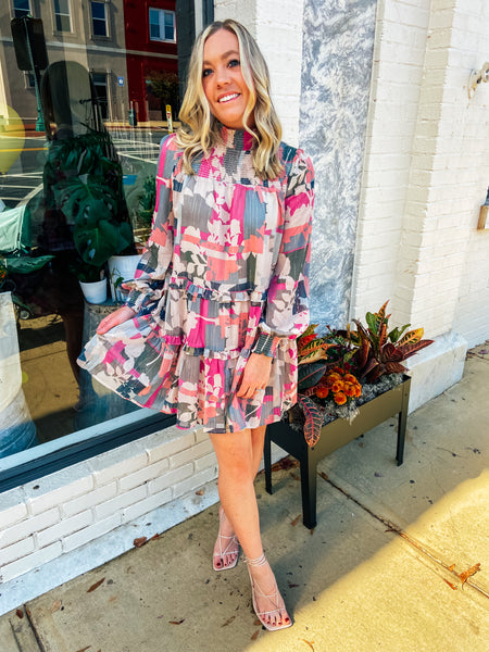 Multi Print Smock Dress