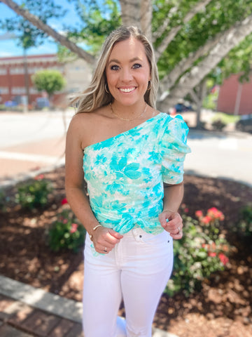 Aqua Watercolor Top