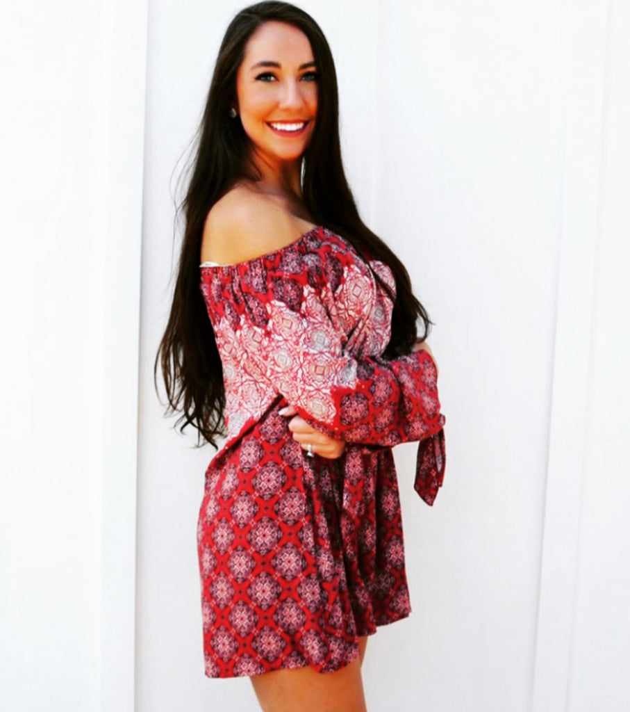 Fall Floral Off the Shoulder Dress