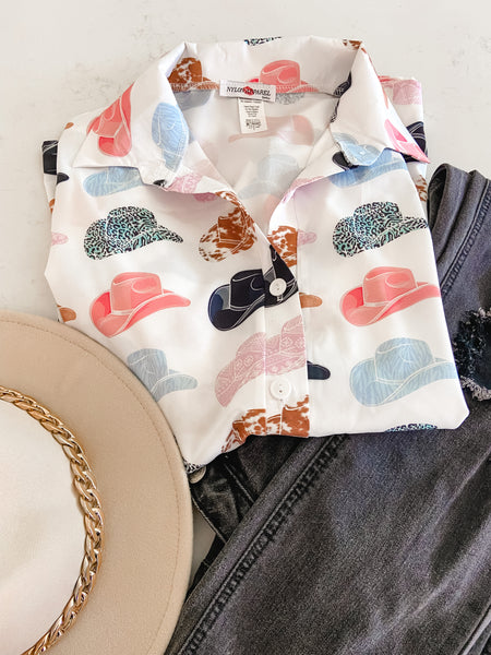 Cowgirl Hat Button Down