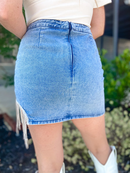 Denim Rhinestone Skirt