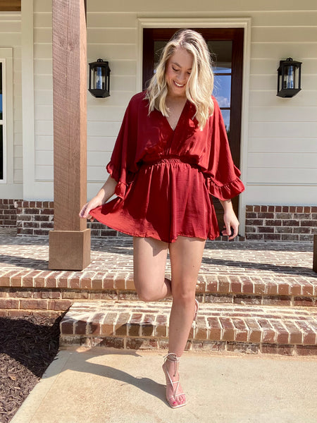 Rust Flutter Sleeve Romper