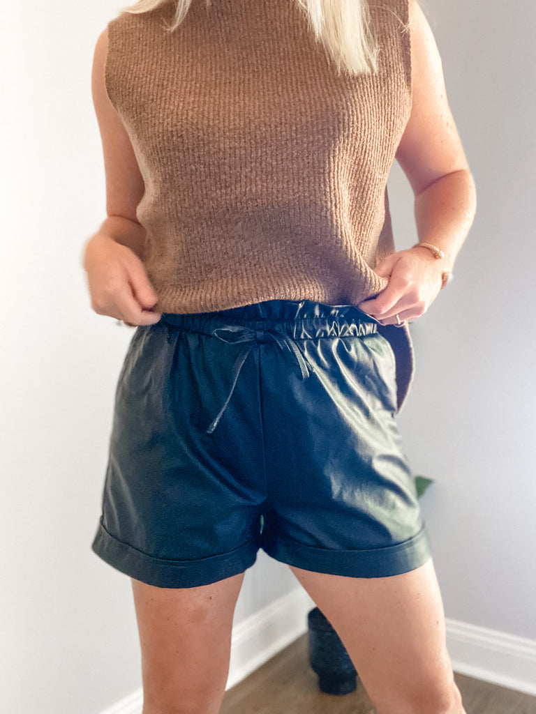 Leather Paper bag Shorts