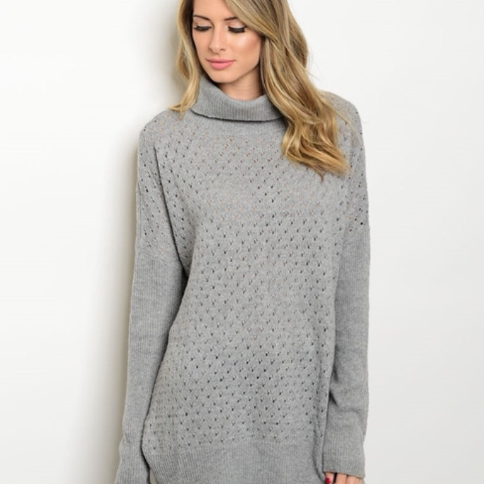 Gray Turtle Neck Sweater