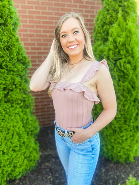 Mauve Ruffled Bodysuit