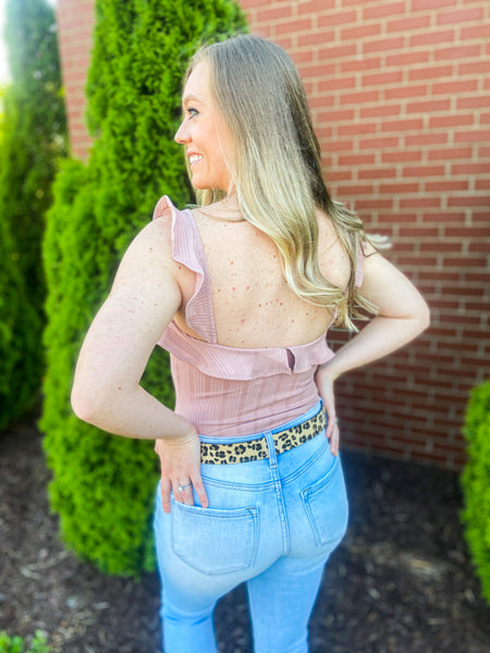 Mauve Ruffled Bodysuit