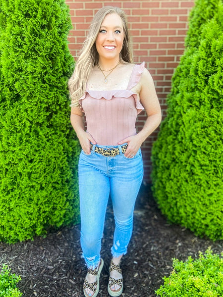Mauve Ruffled Bodysuit